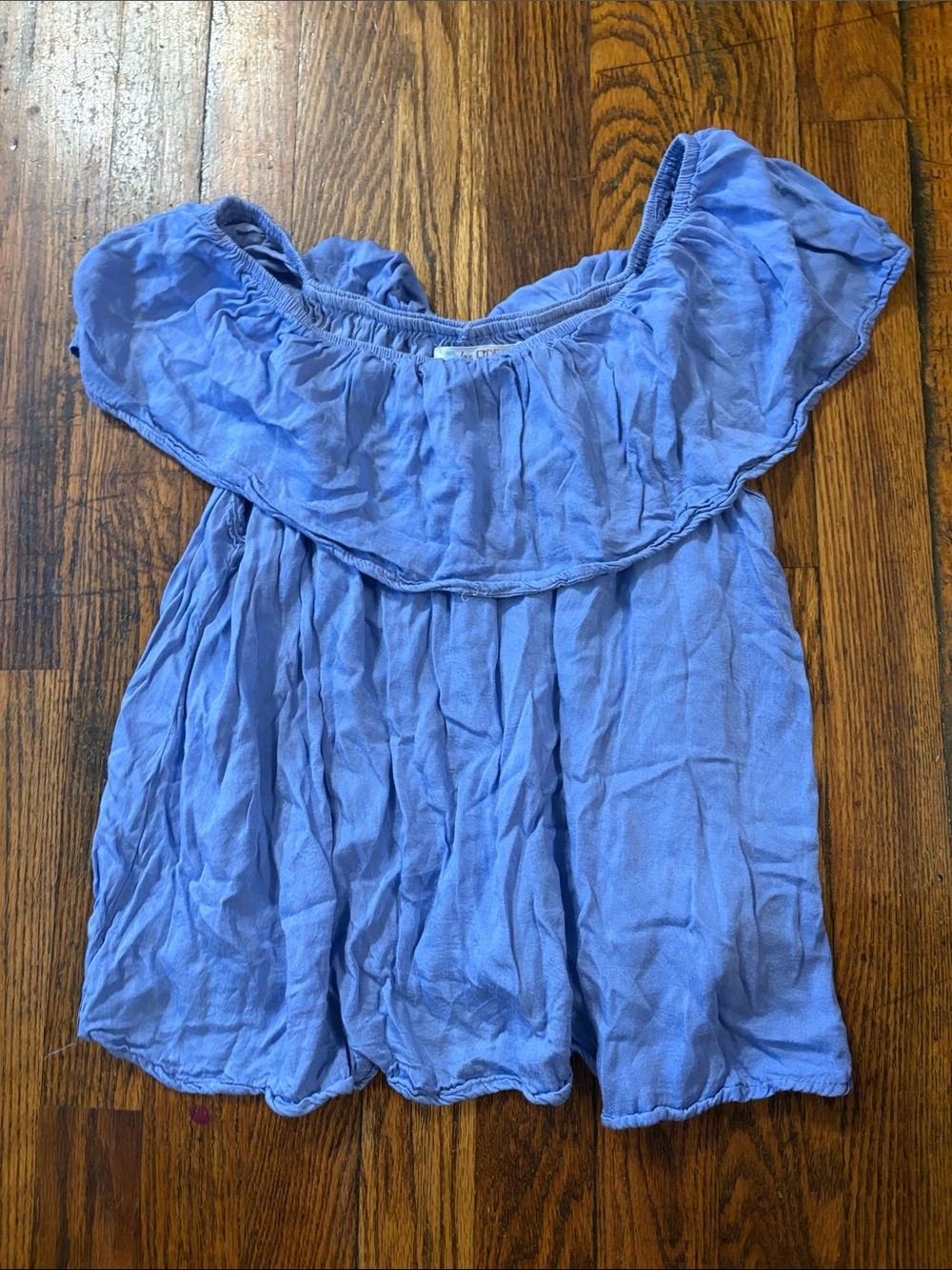 love, Fire Off-Shoulder Ruffle Blouse — Blue